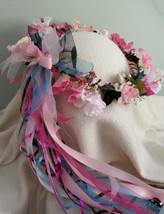 Romance - Floral Crown /Shades of Pink /Turquoise / Black /Renaissance/ ... - £38.36 GBP