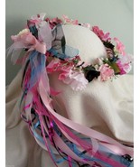 Romance - Floral Crown /Shades of Pink /Turquoise / Black /Renaissance/ ... - £37.92 GBP