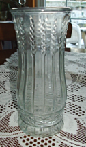 Brody &amp; Co- Wheat Stalk Pattern Clear Glass Vase-Mid Century- 8 1/2&quot;- USA - $6.00
