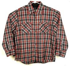 JC Penny Mens Club Acrylic Shirt-XL-Red Yellow Plaid-Outdoor-Vtg-Button ... - $15.00