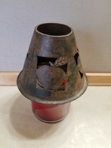 Rustic Metal Candle Jar Topper Country Primitive Cottage Apple Farm Decor - $9.99