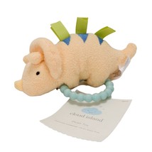 Cloud Island Plush Toy Dinosaur New Rattle Silicone Ring New Ribbon Yellow Blue - £10.99 GBP