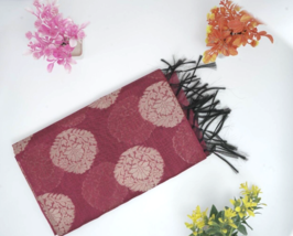 Banarasi Dupatta Pink Semi Cotton Silk for women fancy designer scarf for girls - £15.25 GBP