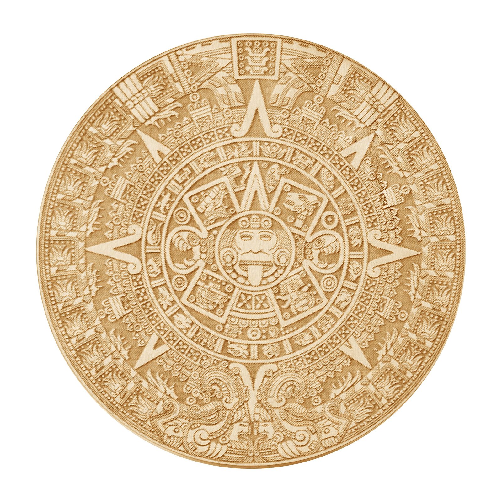 Aztec Mayan Calendar Wood Coaster/Disc 4" x 4" Raw Wood - $16.65