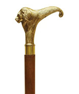 Solid Brass Lion head Vintage Designer Wooden Walking Stick Cane Antique... - $36.99
