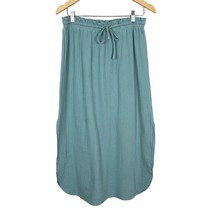 BB Dakota Skirt Womens Large Blue Maxi Side Slit Drawstring 100% Cotton Summer - £27.51 GBP