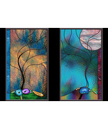 Geode Tree Stained Glass Window Panels leaded glass - $450.00