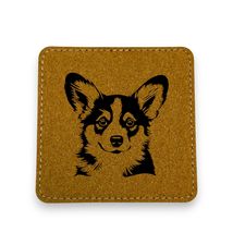 Coaster - Corgi - SET OF 2 - Leather or Stitched Cork (Black/Silver) - $16.65