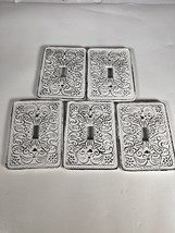 5 Light Switch Cover Plate Ornate White Farmhouse French-Vintage Cast Iron Metal - £32.31 GBP