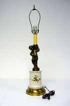 Vintage Antique Brass Cherub Lamp w/Ceramic Base 32&quot; Table Display - £50.83 GBP