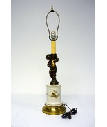 Vintage Antique Brass Cherub Lamp w/Ceramic Base 32&quot; Table Display - $88.18 CAD