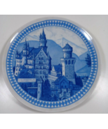 8 inch blue and white decorative plate with german scene - £7.78 GBP