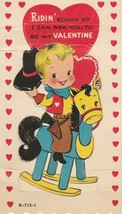 Vintage Valentine Card Cowboy on Rocking Horse Ridin&#39; Round So I Can Ask You - £6.99 GBP