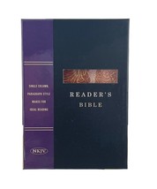 Holman NKJV Reader&#39;s Bible Single Column Black/Brown Tooled Leathertouch New - £30.05 GBP