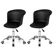 Set of 2 Office Desk Chair with Ergonomic Backrest and Soft Padded PU Leather S - £124.17 GBP