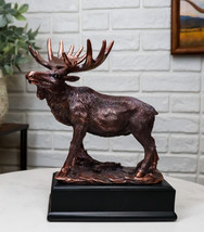 The Emperor Wild Elk Bull Moose Statue Bronze Electroplated Figurine Wit... - $48.95