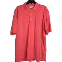 Donald Ross Polo Shirt Size Large Golf SS Pink Salmon Logo Polyester Mens - £14.27 GBP