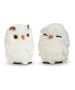 Set/2 3&quot; Raz Soft Fluffy Plush Baby Snowy Owl Ornament Woodland Christma... - $41.99