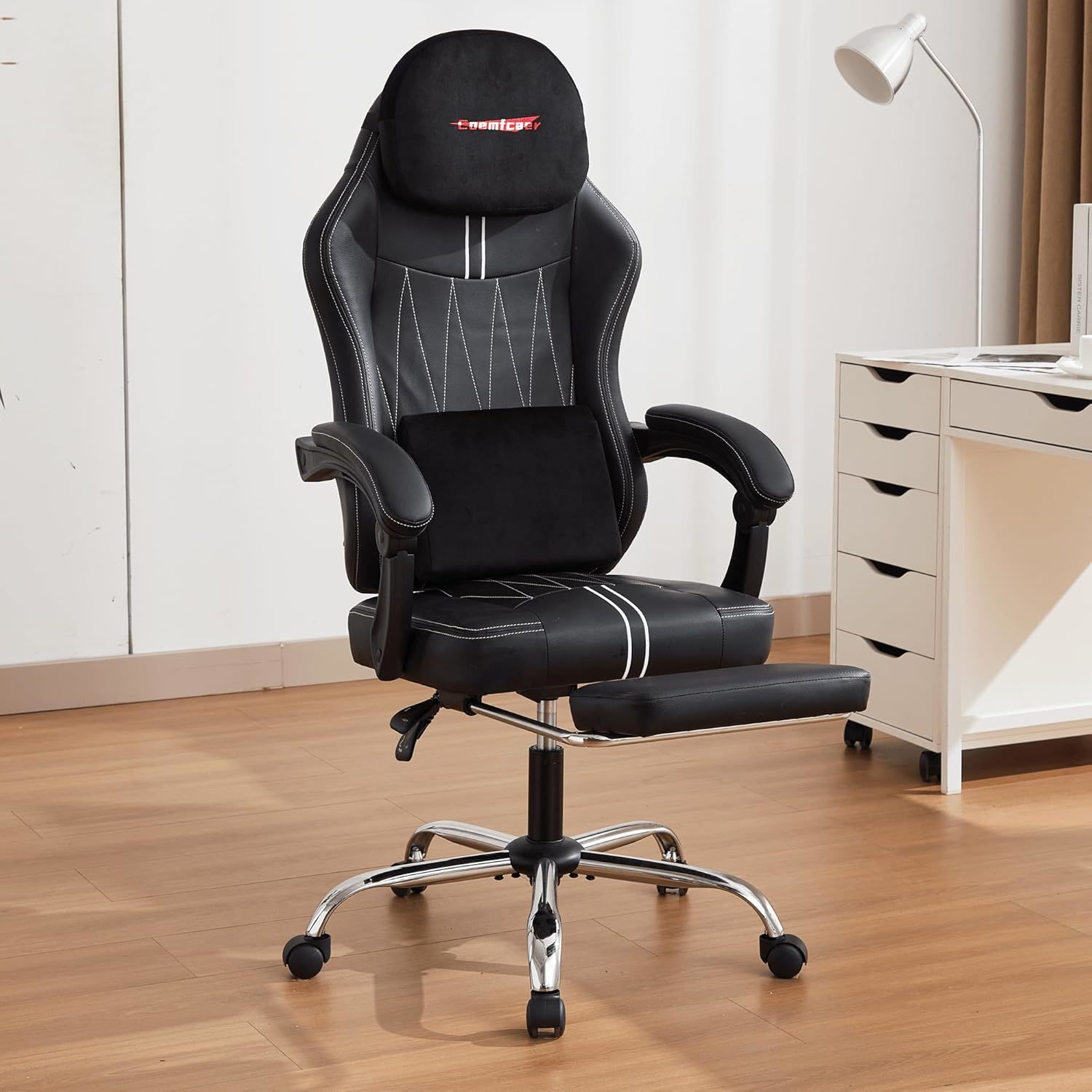 Office Chair,Computer Gaming Chair With Footrest And Massage Lumbar, Bla... - $87.92