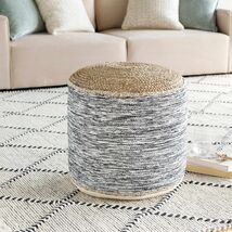 Tan Woven Cotton Jute Lavenham Pouf for Coastal Decor - €153,81 EUR