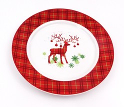 Canterbury Potteries Plaid Prancer Bread  Plates Christmas Holiday Reindeer - $19.80