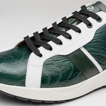 Lyon Genuine Ostrich and Calfskin Fashion Sneaker Green / White image 4