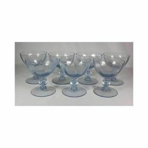 Lot 7 Vintage Tiffin Copen Blue Swedish Crystal Compote Ball Stem Glasses - £38.94 GBP