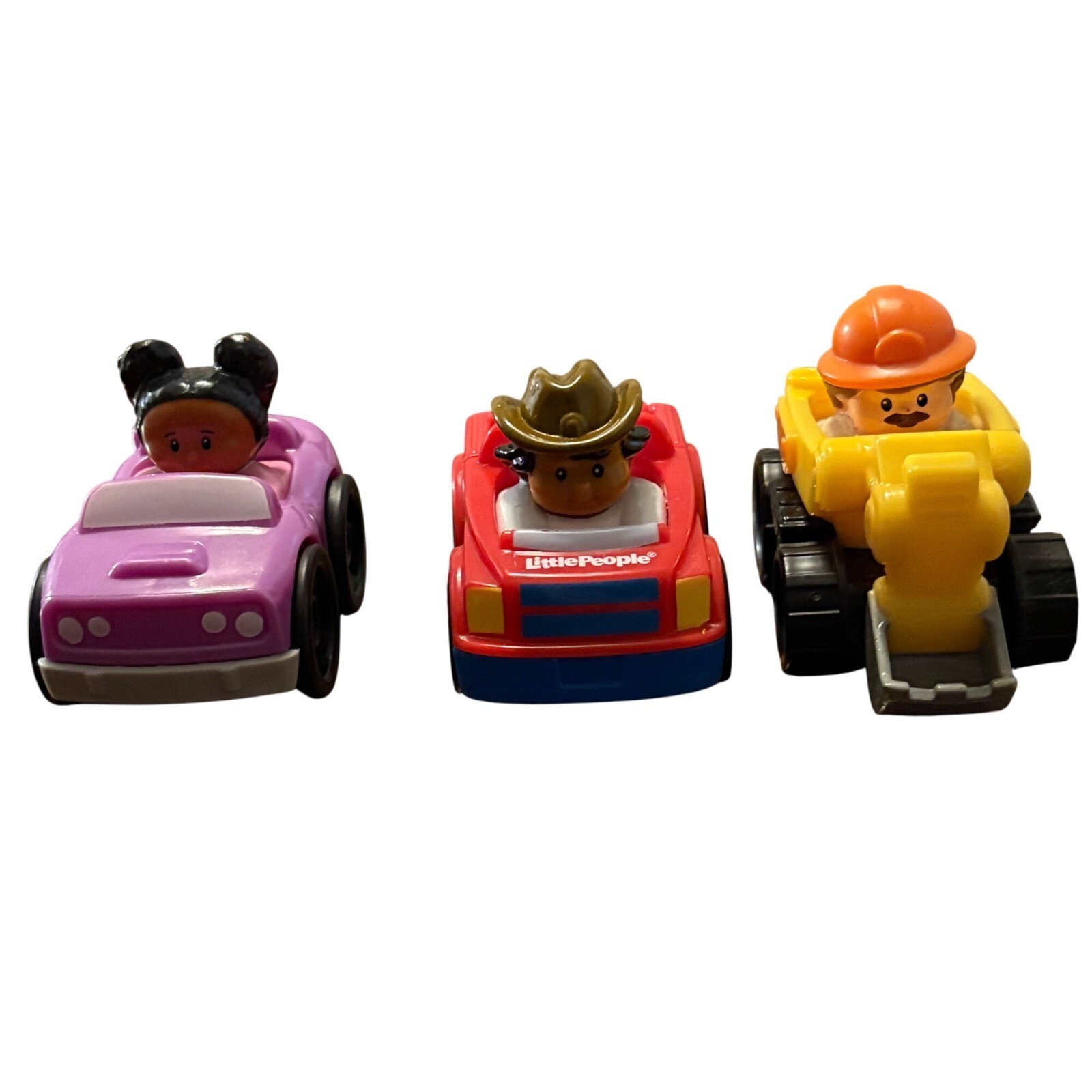 3 Fisher-Price Little People Wheelies Vehicles - Purple Car Red Truck &amp; ... - $17.28
