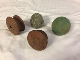 Mixed Lot 4 Vtg Antique Distressed Wood Round Knobs Cabinet Drawer Pulls... - $19.99
