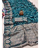 Luxurious Handmade Bandhej Kanjivaram Silk Saree,Having A Weaving Rich P... - $85.00