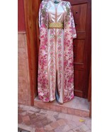Small size Bohemian Brocade Long sleeve open kaftan, vintage satin weddi... - $328.45 CAD