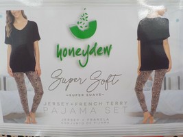 Honeydew Pajama Set Womens Sz M Leopard Black Jersey French Terry Stretch Nip - $9.99