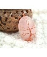 Rose Quartz Tree of Life copper wire-wrapped pendant, Yggdrasil, World T... - £35.30 GBP