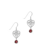 Celtic Sterling Silver and Garnet Trinity Knot Earrings - £48.28 GBP