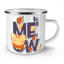 Meow Funny Joke Cute Cat NEW Enamel Tea Mug 10 oz | Wellcoda - £20.07 GBP