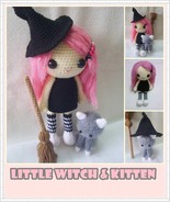PDF Pattern Crochet Pattern Doll Witch and Kitten Amigurumi Pattern | IN... - $2.90