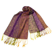Pa-a54-4 Purple Special Flowers Pattern Elegant Extra Soft Woven Pashmina/Sha... - £17.80 GBP