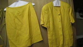 Vintage Woman&#39;s Charter Club Yellow shirt and skirt set #6 - £23.25 GBP