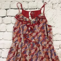 Romy Womens Sz S Dress Multi Color Sheer Floral Ruffled Asymmetric Maxi Sundress - £12.66 GBP