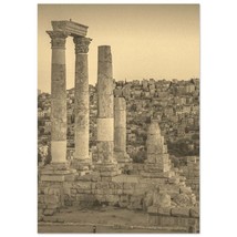 Vintage Amman Jordania Travel Poster Print Wall Art | Retro Amman Antique Ruins  - $19.99