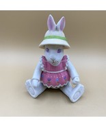 Dept 56 Rabbit Figurine Emily 1984 Ceramic Bisque Easter Bunny - $16.03