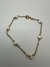 Vintage Gold Over Sterling Silver Pearl Bracelet 7&quot; - £15.50 GBP