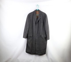 Vintage 50s 60s Rockabilly Mens 44R Distressed Wool Herringbone Overcoat... - £55.35 GBP