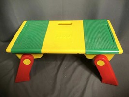 Vintage Lego Regazo Mesa Almacenaje Plegable Piernas Amarillo Verde Hecho En USA - £56.93 GBP