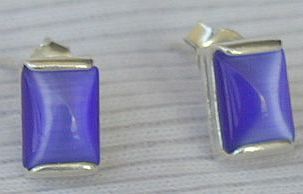 Mini blue rectangle earrings