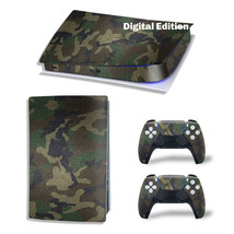 For PS5 Digital Edition Console &amp; 2 Controller Green Camo Vinyl Wrap Skin Decal - £13.44 GBP