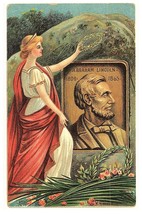 1910s ABRAHAM LINCOLN Patriotic Postcard Lady Liberty Placing Wreath on Grave - £9.28 GBP