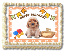 Cocker Spaniel Puppy Edible Image Cake Topper Birthday Topper Frosting Sheet - £11.10 GBP+