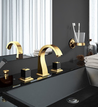Square handles luxury NEW 3 Holes Widespread Basin Lavatory sink Faucet Tap - £234.13 GBP