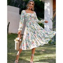 Women Sexy Off Shoulder Long Sleeve Ruffle Holiday Dress Women Summer Print Beac - £52.69 GBP